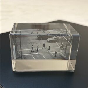 Glass Paperweight with City Scene